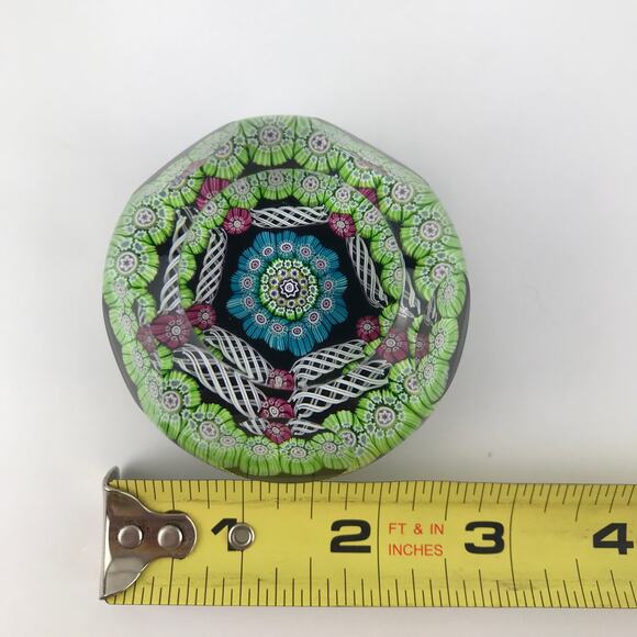 Perthshire 1972B Faceted Cushion Patterned Millefiori Latticinio Rod Paperweight - Picture 7 of 16
